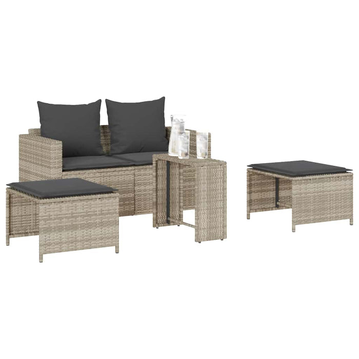 Set canapea de grădină 5 piese cu perne stivuibile gri deschis - WALTI WALTI