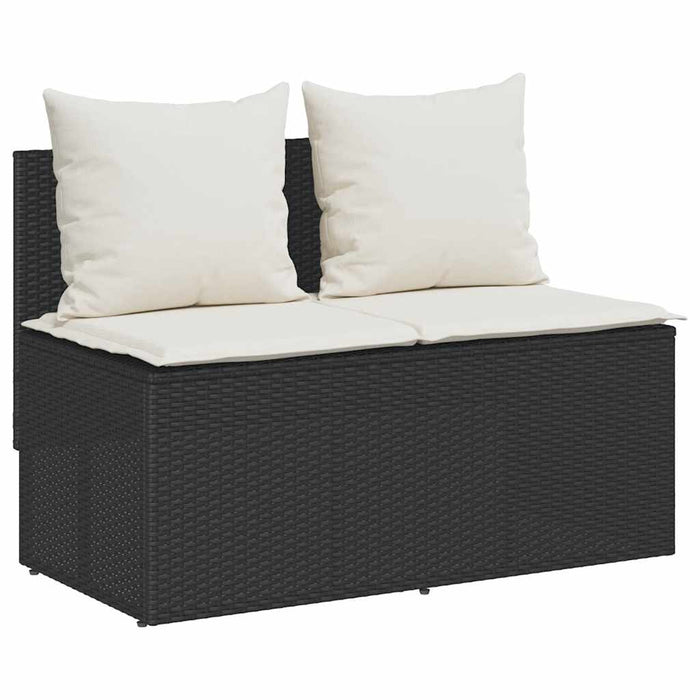 Set mobilier de grădină cu perne, 3 piese, negru, poliratan - WALTI WALTI