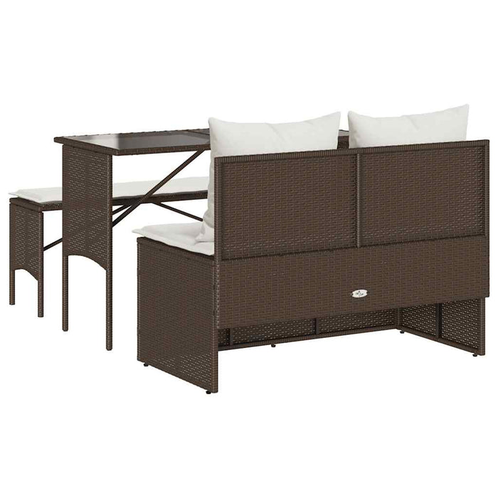 Set mobilier de grădină cu perne, 3 piese, maro, poliratan - WALTI WALTI