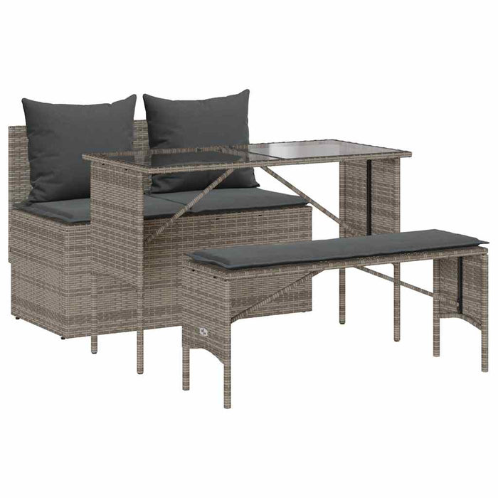 Set mobilier de grădină cu perne, 3 piese, gri, poliratan - WALTI WALTI