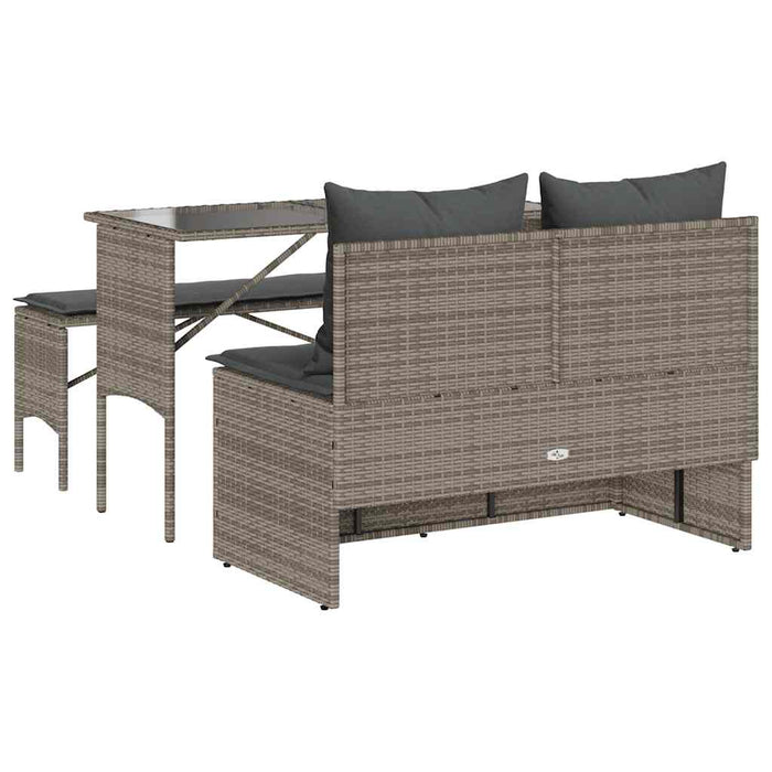 Set mobilier de grădină cu perne, 3 piese, gri, poliratan - WALTI WALTI