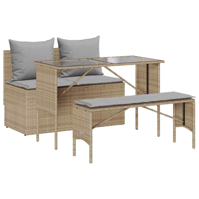 Set mobilier de grădină cu perne, 3 piese, bej, poliratan - WALTI WALTI