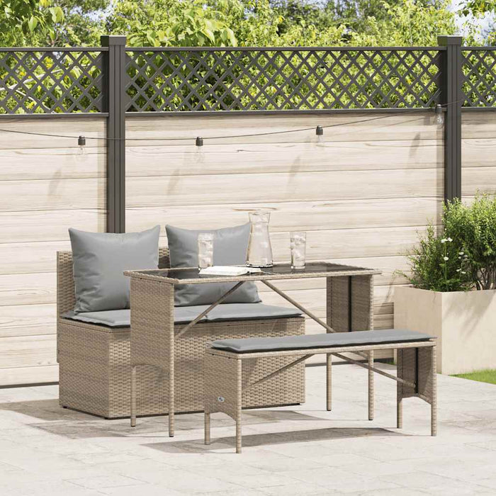 Set mobilier de grădină cu perne, 3 piese, bej, poliratan - WALTI WALTI