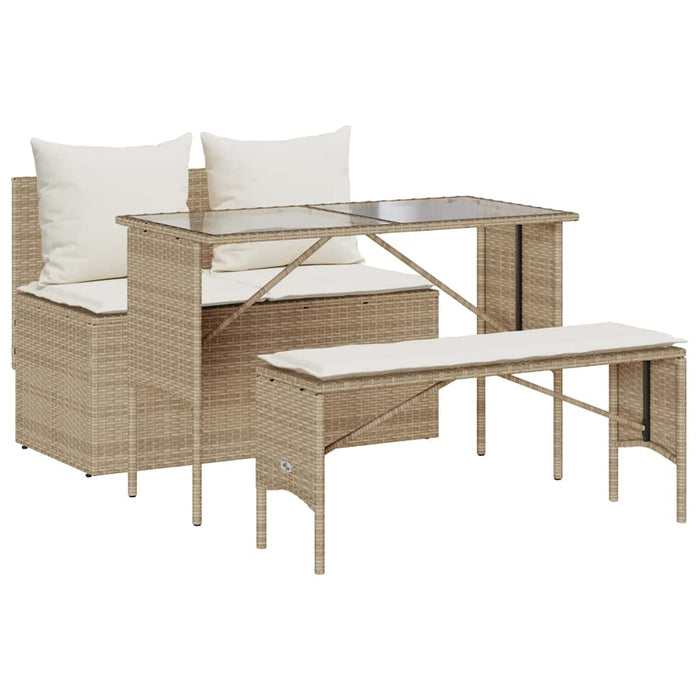Set mobilier de grădină cu perne, 3 piese, bej, poliratan - WALTI WALTI