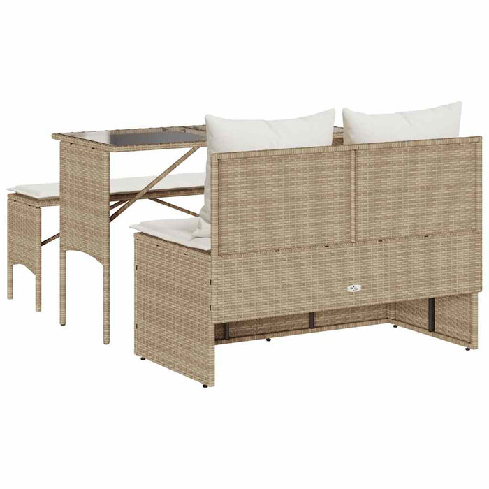 Set mobilier de grădină cu perne, 3 piese, bej, poliratan - WALTI WALTI