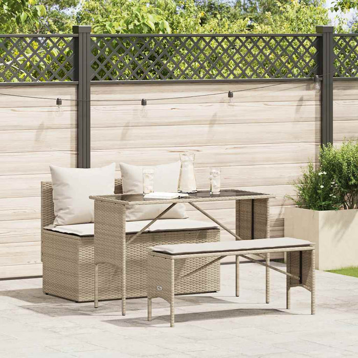 Set mobilier de grădină cu perne, 3 piese, bej, poliratan - WALTI WALTI