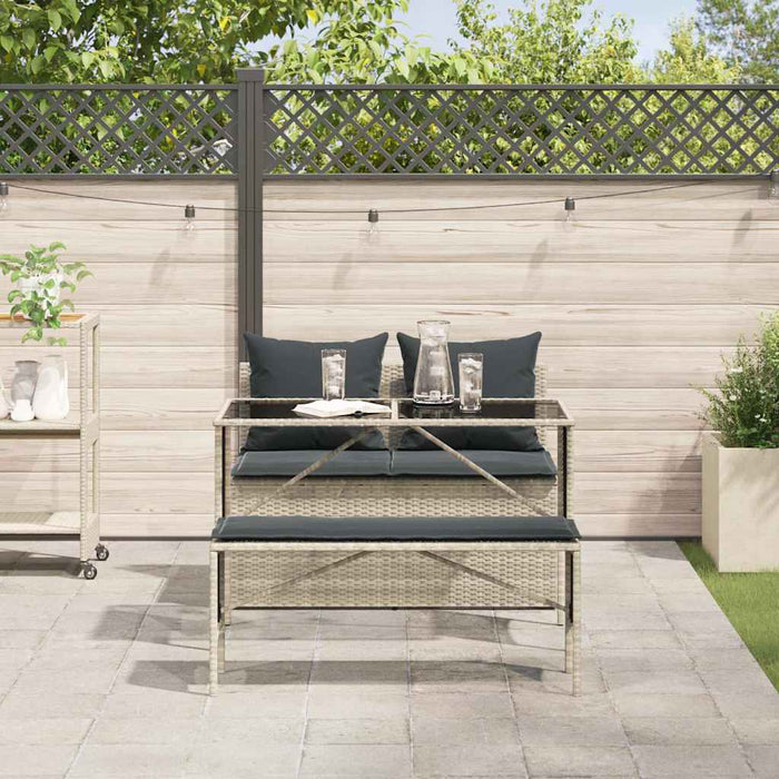 Set mobilier de grădină cu perne, 3 piese,gri deschis,poliratan - WALTI WALTI