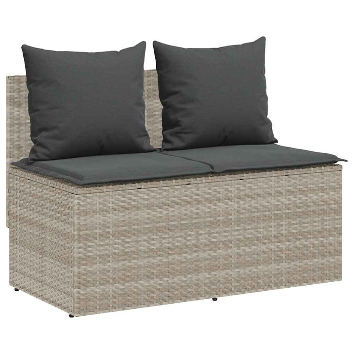 Set mobilier de grădină cu perne, 3 piese,gri deschis,poliratan - WALTI WALTI