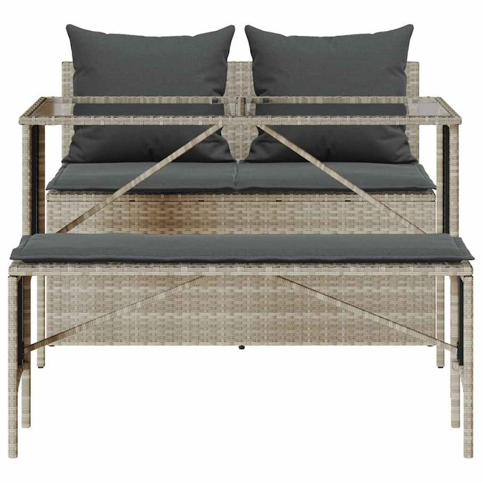 Set mobilier de grădină cu perne, 3 piese,gri deschis,poliratan - WALTI WALTI