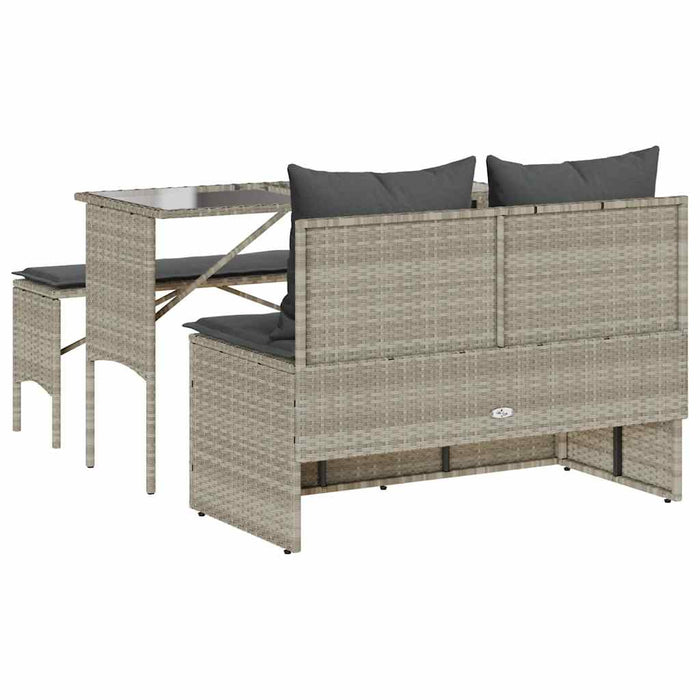 Set mobilier de grădină cu perne, 3 piese,gri deschis,poliratan - WALTI WALTI