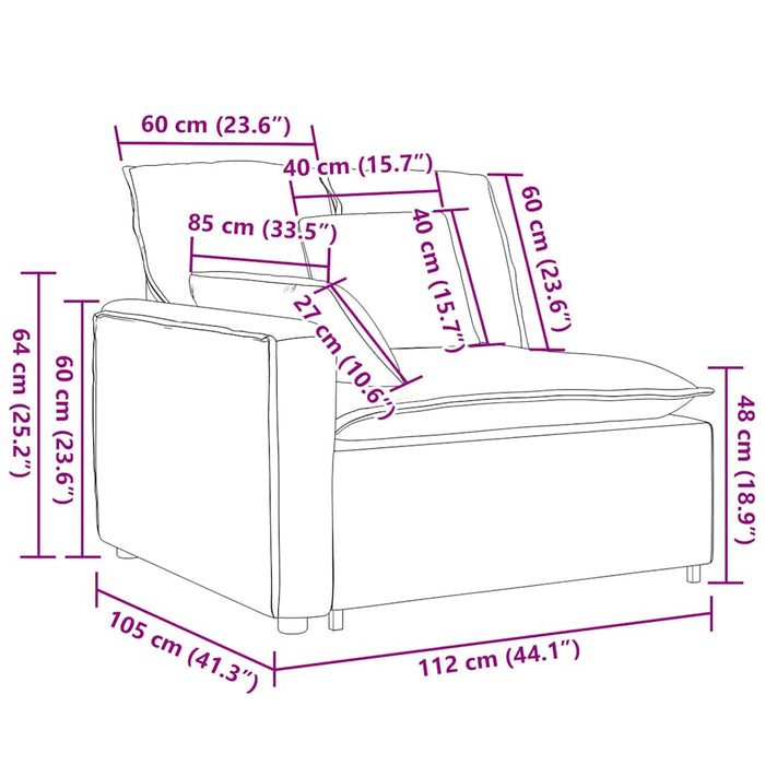 Modul modular de capăt pentru cotieră canapea cu perne 100 cm - WALTI WALTI