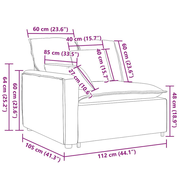 Modul modular capăt pentru cotieră canapea cu perne gri închis - WALTI WALTI