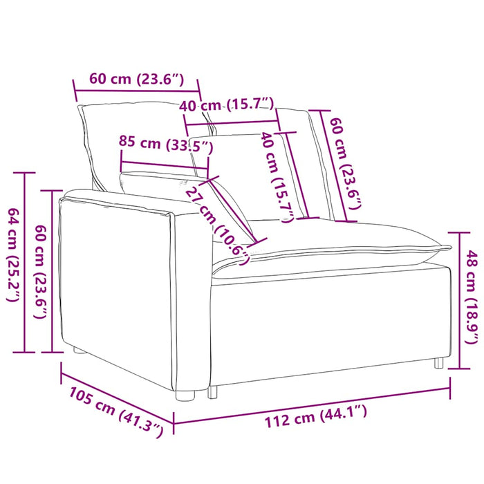 Modul modular de capăt pentru cotieră canapea cu perne 100 cm - WALTI WALTI