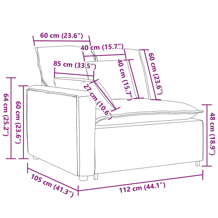 Modul modular de capăt pentru cotieră canapea cu perne 100 cm - WALTI WALTI