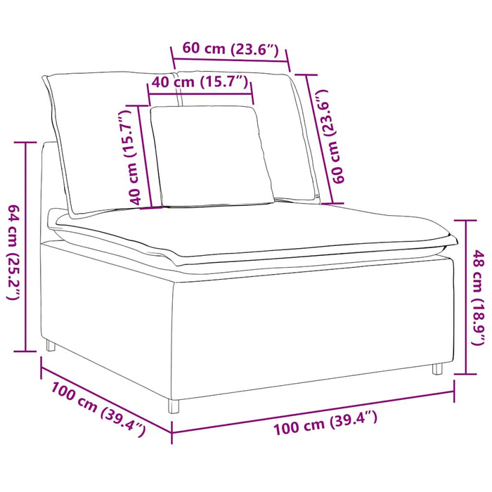 Modul central canapea modulară cu perne, crem, 100 cm - WALTI WALTI
