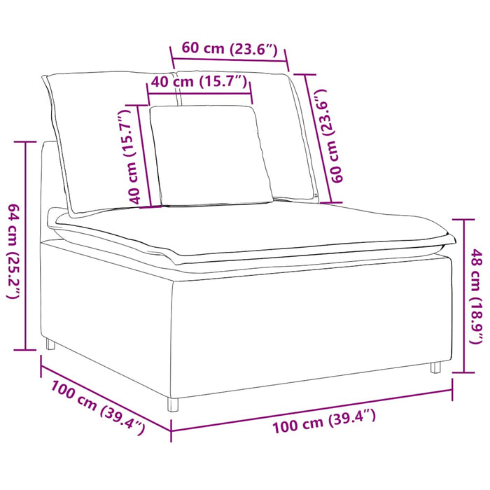 Modul central canapea modulară cu perne, galben deschis, 100 cm - WALTI WALTI