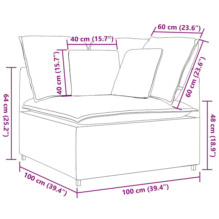 Modul de colț pentru canapea modulară cu perne albastru 100 cm WALTI