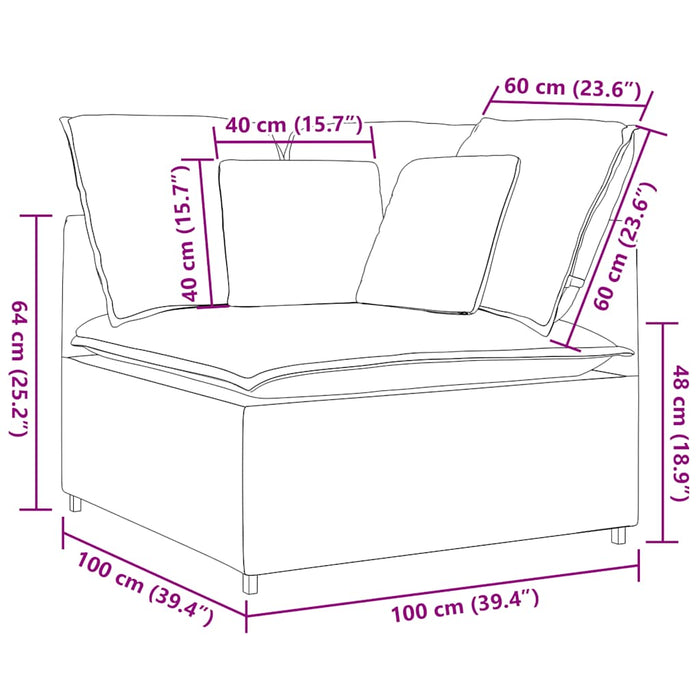 Modul de colț pentru canapea modulară cu perne gri închis 100cm - WALTI WALTI
