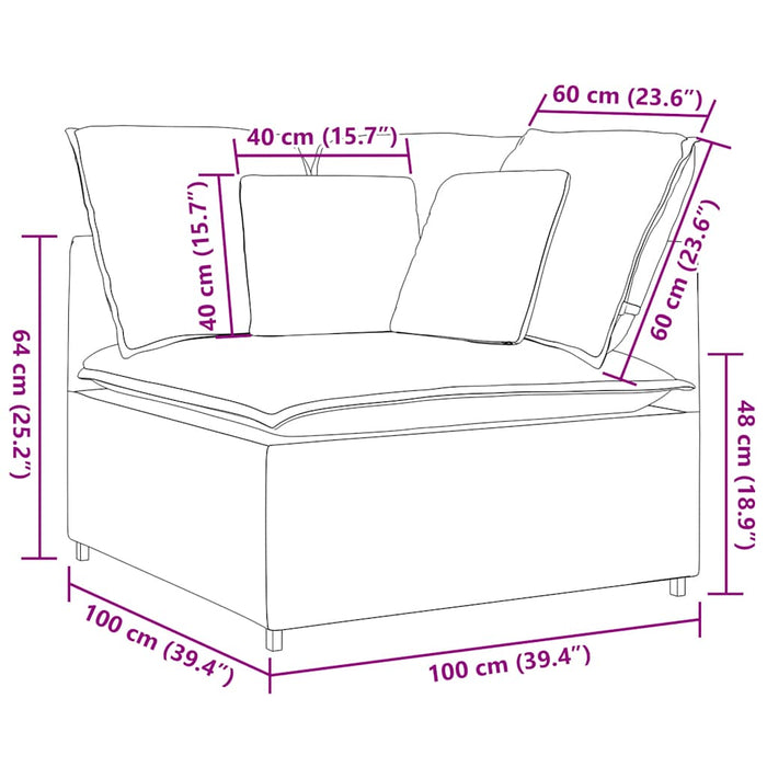Modul modular de colț pentru canapea cu perne gri deschis 100cm - WALTI WALTI