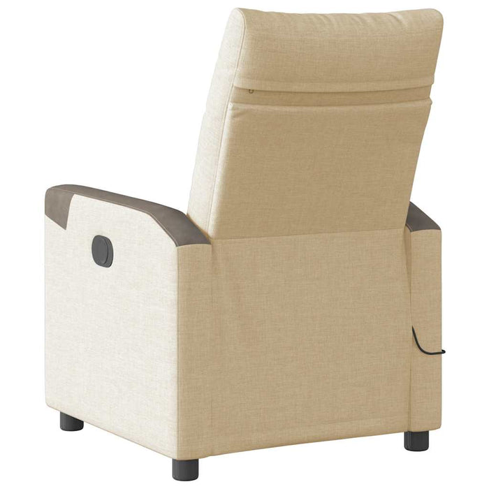 Fotoliu rabatabil de masaj, crem, material textil - WALTI WALTI