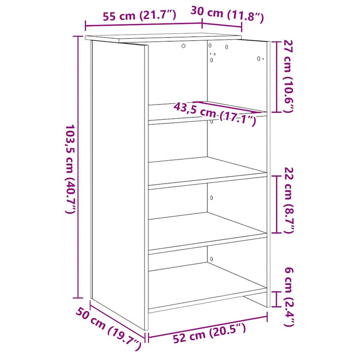 Birou de recepție Gri beton 55x50x103,5 cm Lemn prelucrat - WALTI WALTI