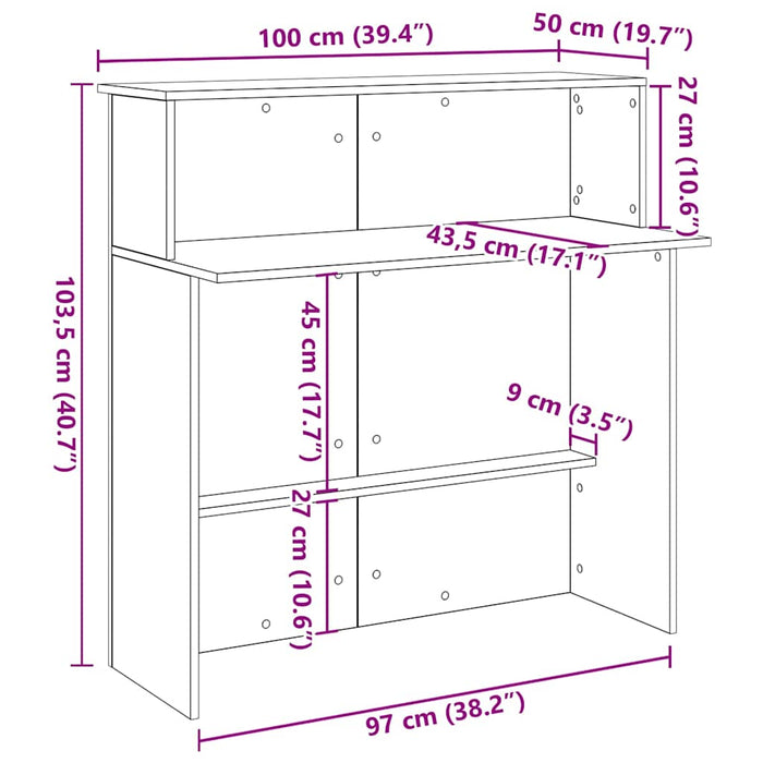 Birou de recepție Lemn vechi 100x50x103,5 cm Lemn prelucrat - WALTI WALTI
