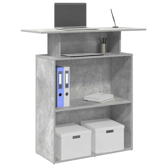 Birou de recepție Gri beton 100x40x104 cm Lemn prelucrat - WALTI WALTI
