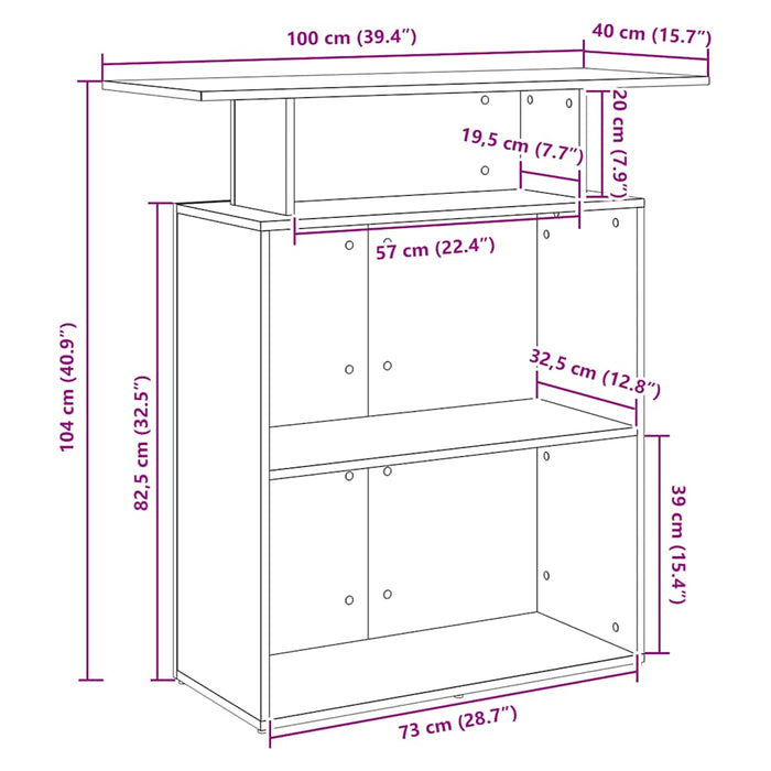 Birou de recepție Gri Sonoma 100x40x104 cm Lemn prelucrat - WALTI WALTI