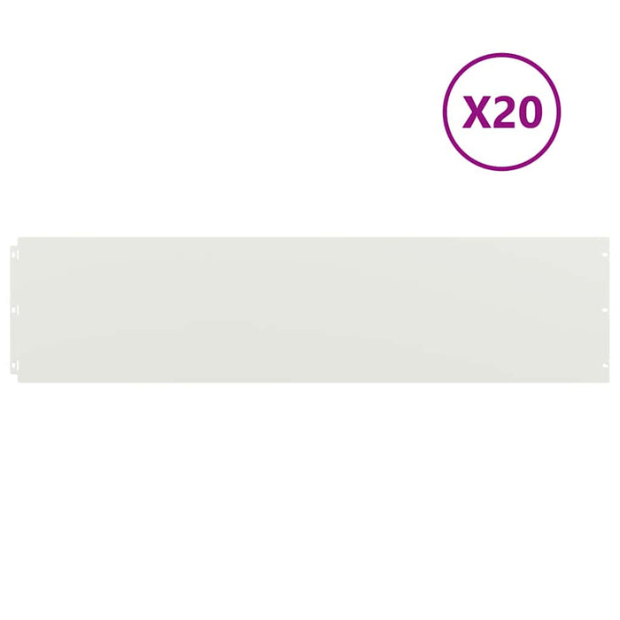 Borduri de gazon 20 buc Alb 25x103 cm Oțel laminat la rece WALTI