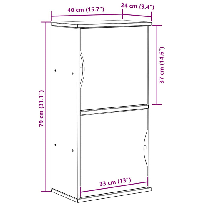 Dulap lateral „ODDA” alb 40x24x79 cm, lemn masiv de pin WALTI