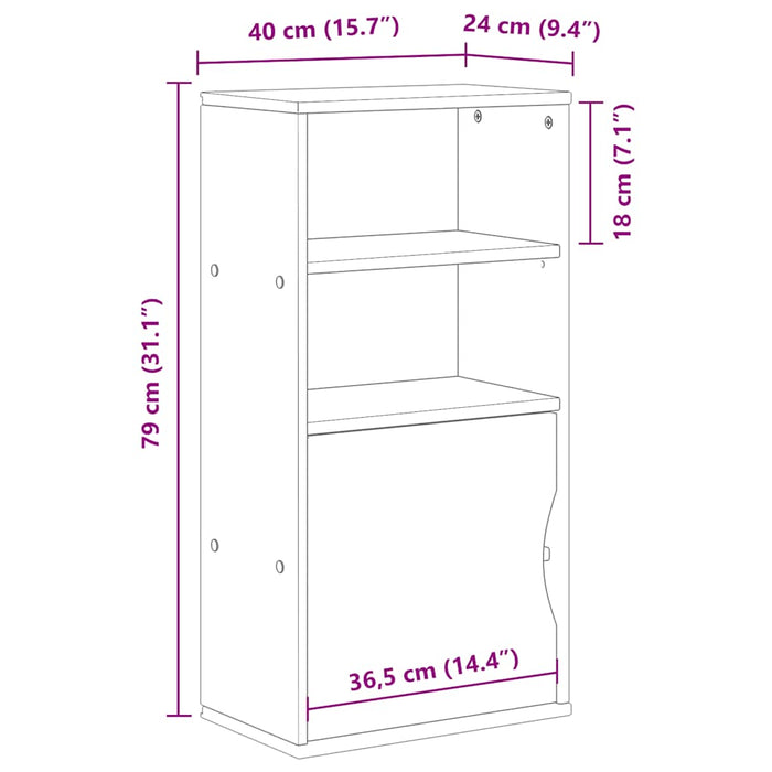 Dulap lateral „ODDA” alb 40x24x79 cm, lemn masiv de pin WALTI