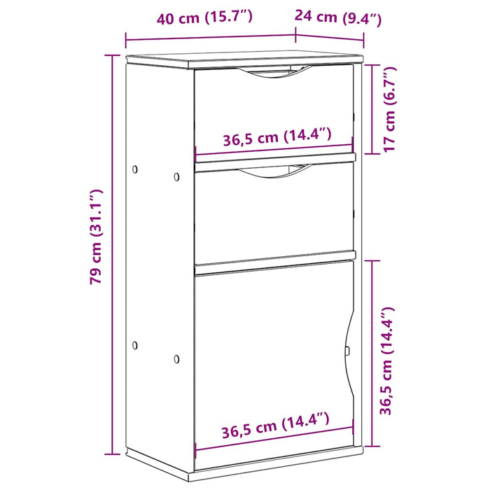 Dulap lateral cu sertare „ODDA” 40x24x79 cm lemn masiv de pin WALTI