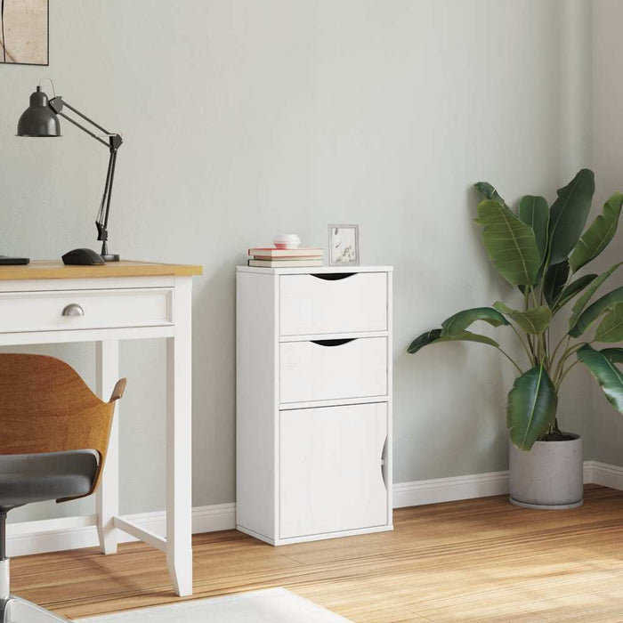 Dulap lateral cu sertare ODDA alb 40x24x79 cm lemn masiv de pin WALTI