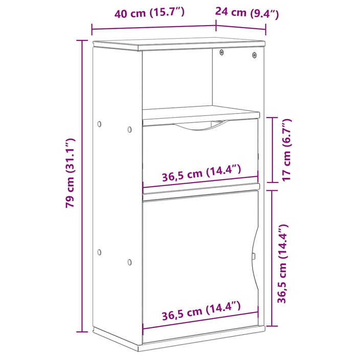 Dulap lateral cu sertar „ODDA” 40x24x79 cm lemn masiv de pin WALTI