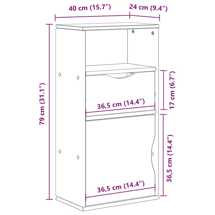 Dulap lateral cu sertar „ODDA” alb 40x24x79cm lemn masiv de pin WALTI