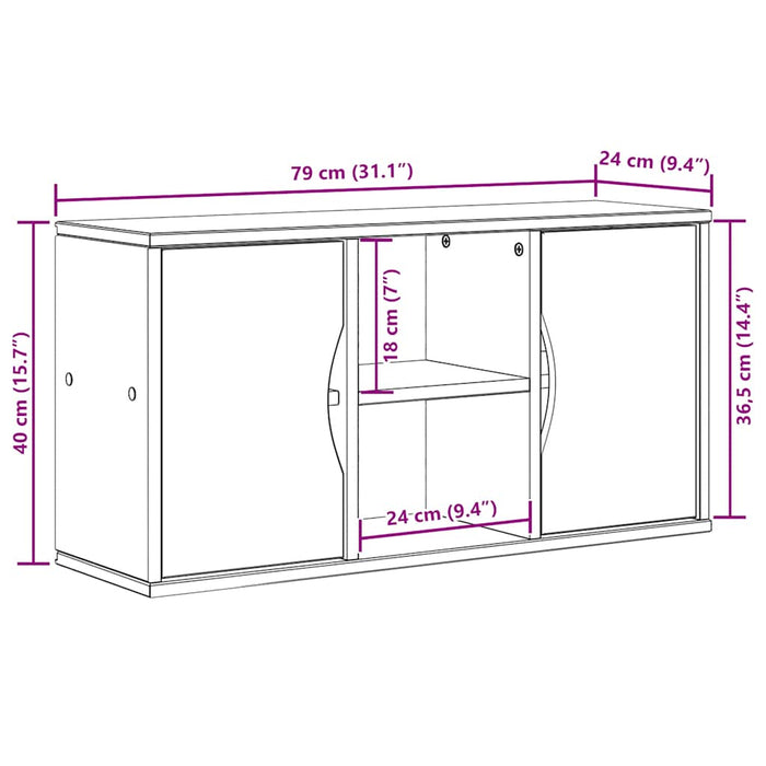 Dulap TV „ODDA” alb 79x24x40 cm din lemn masiv de pin WALTI