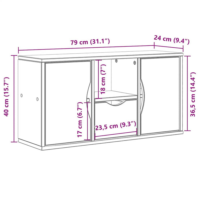 Dulap TV cu sertar „ODDA” 79x24x40 cm lemn masiv de pin WALTI