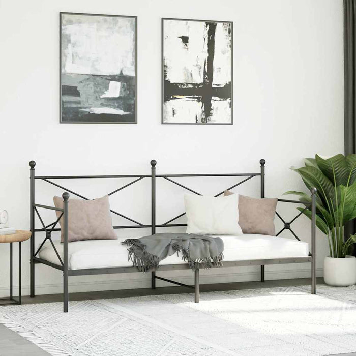 Pat de zi fără saltea Negru 75x190 cm Oțel - WALTI WALTI