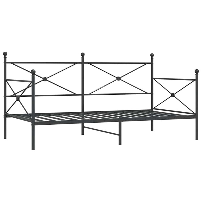 Pat de zi fără saltea Negru 100x200 cm Oțel - WALTI WALTI