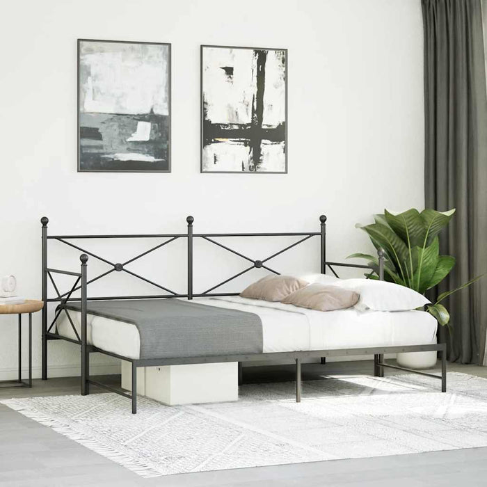 Pat de zi cu șaia fără saltea Negru 75x190 cm Oțel - WALTI WALTI