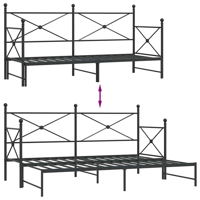 Pat de zi cu șaia fără saltea Negru 75x190 cm Oțel - WALTI WALTI