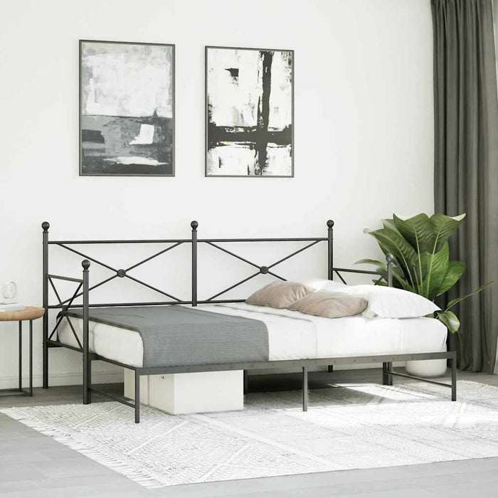 Pat de zi cu șaia fără saltea Negru 90x200 cm Oțel - WALTI WALTI