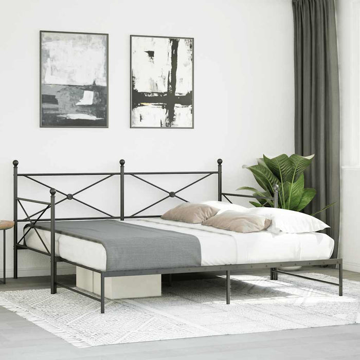 Pat de zi cu căuț fără saltea Negru 100x200 cm Oțel - WALTI WALTI