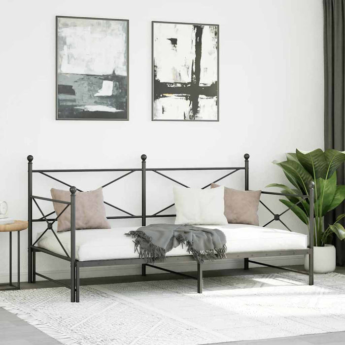 Pat de zi cu căuț fără saltea Negru 100x200 cm Oțel - WALTI WALTI