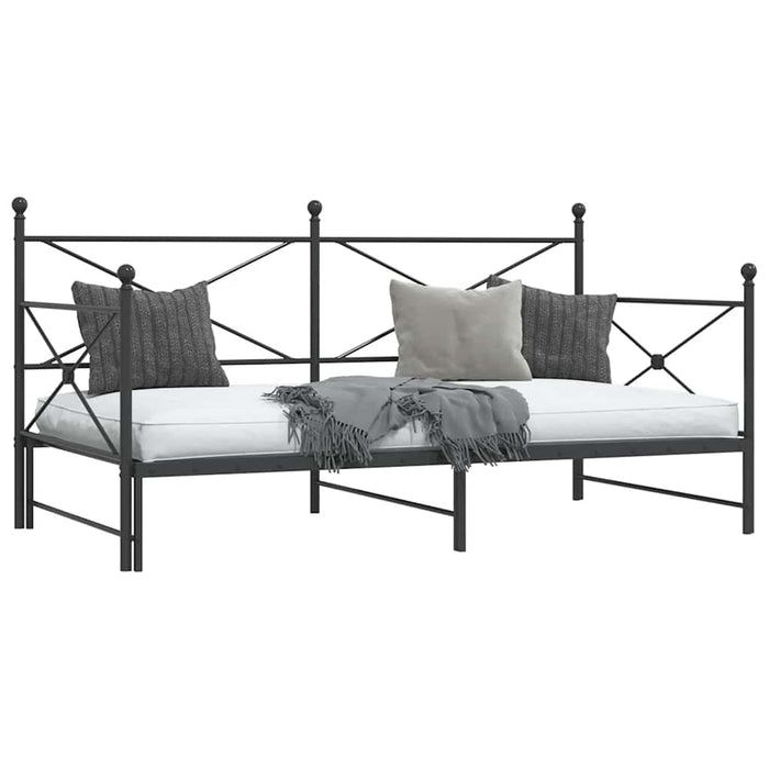 Pat de zi cu căuț fără saltea Negru 100x200 cm Oțel - WALTI WALTI