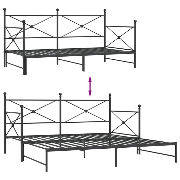 Pat de zi cu căuț fără saltea Negru 100x200 cm Oțel - WALTI WALTI