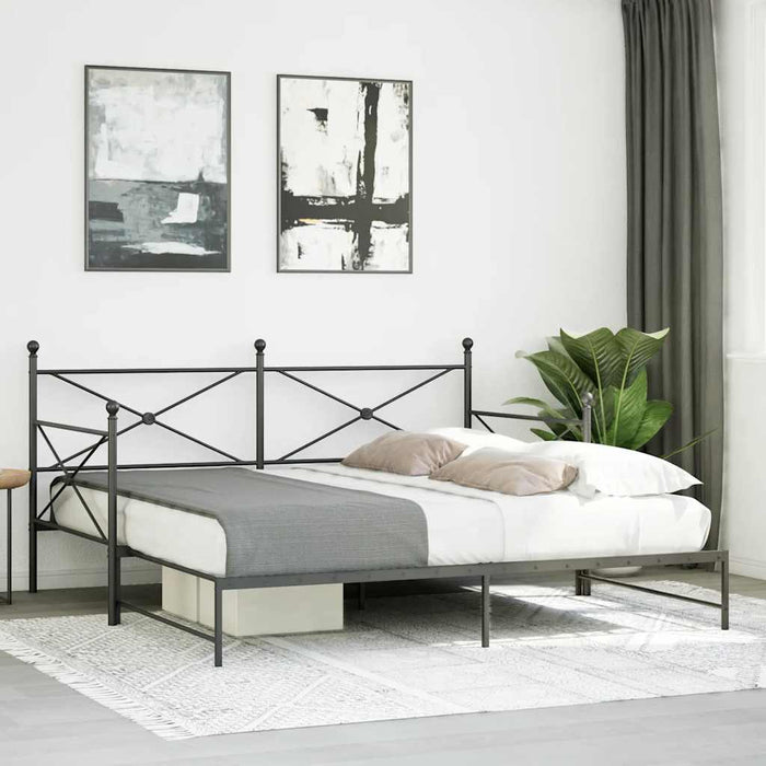 Pat de zi cu șaia fără saltea Negru 107x203 cm Oțel WALTI