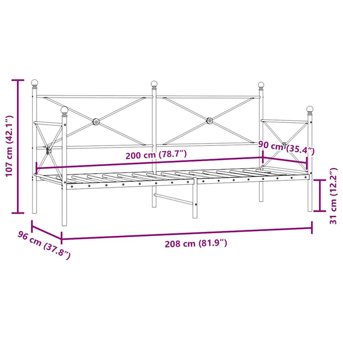 Pat de zi fără saltea alb 90x200 cm oțel - WALTI WALTI