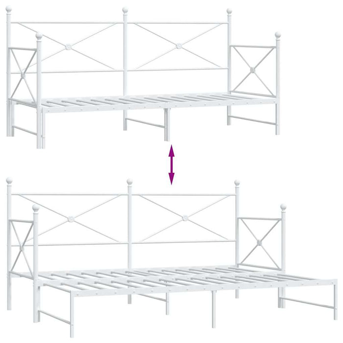Pat de zi cu șuviț fără saltea Alb 90x200 cm Oțel - WALTI WALTI