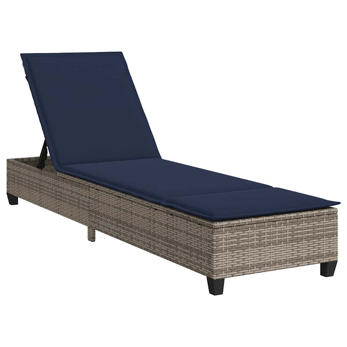 Șezlong cu perne gri 55x200x25,5 cm, poliratan - WALTI WALTI
